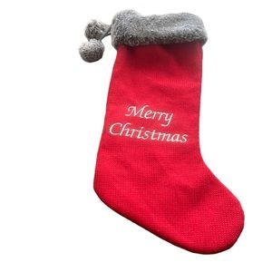 Holiday Sturdy Knit Merry Christmas Stocking W/ Soft Fuzzy Trim And Pom Poms
